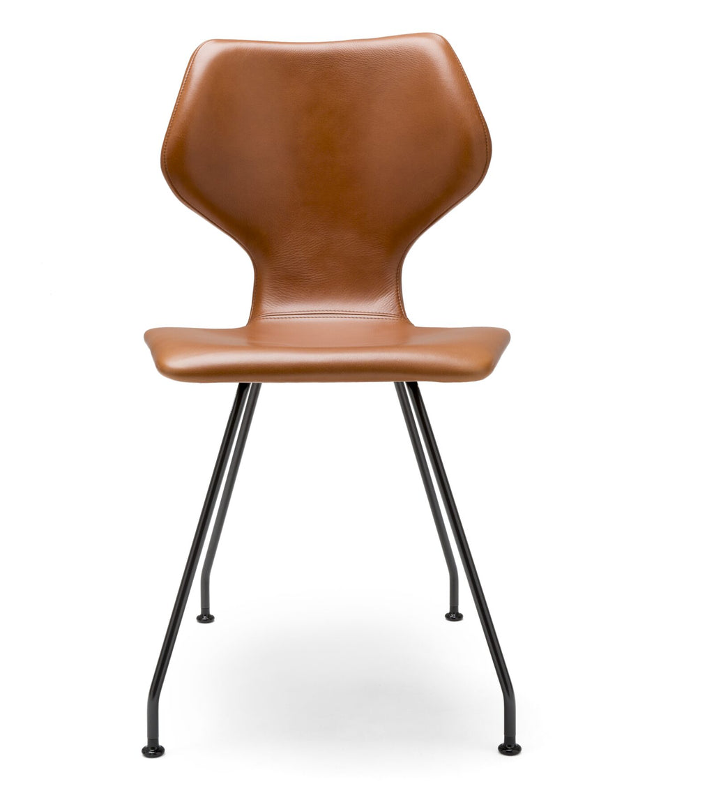 design on stock eetkamerstoel cavalletta leer vooraanzicht
