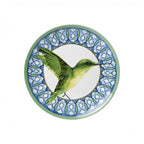 Heinen Delfts Blauw wandbord mandala met kolibrie.