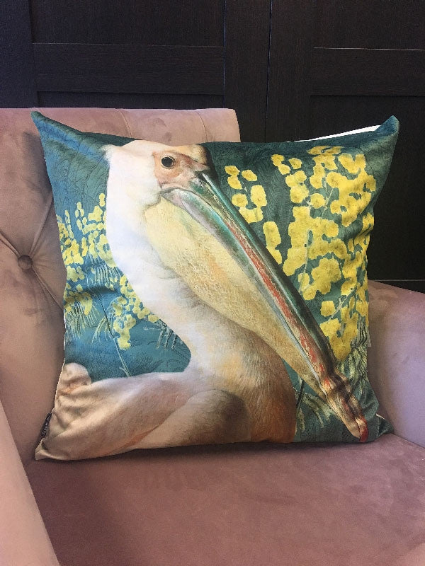Velvet Pelicaan Groen kussen