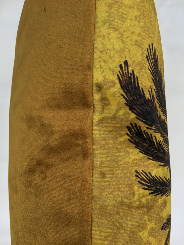 Velvet Mustard Palm kussen