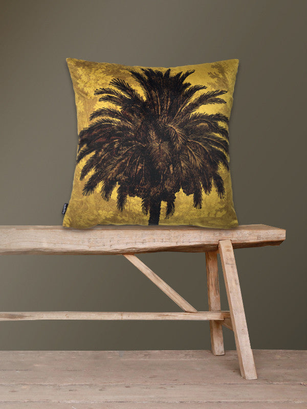 Velvet Mustard Palm kussen