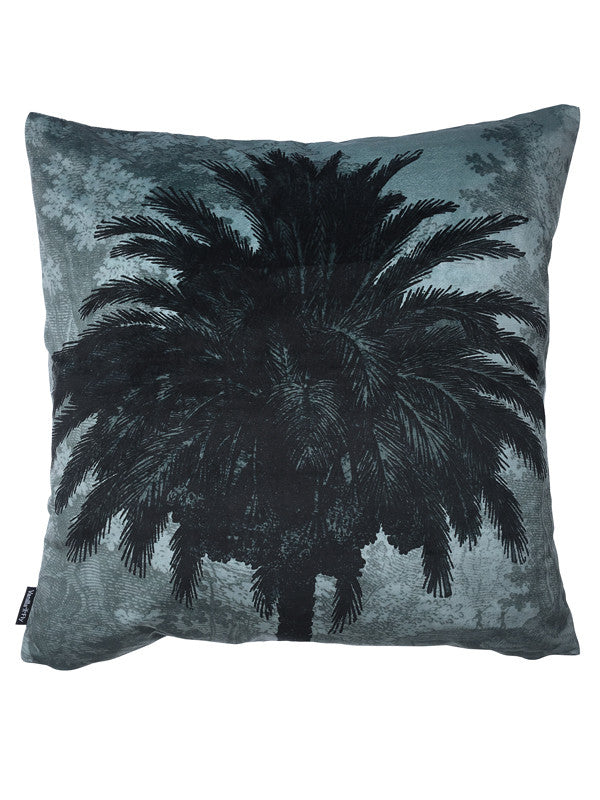 Velvet Blue Palm kussen