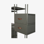 New Routz open kast Indi Olijfgroen close-up.