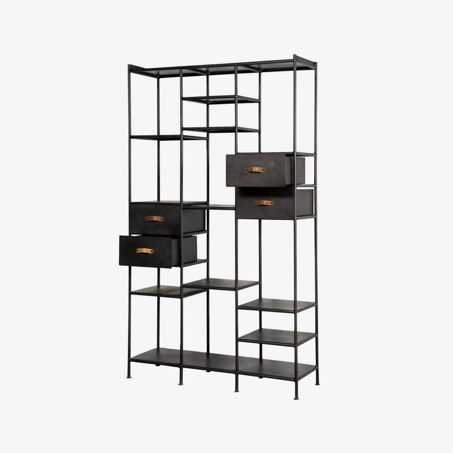 New Routz open kast Indi Zwart schuin beeld.
