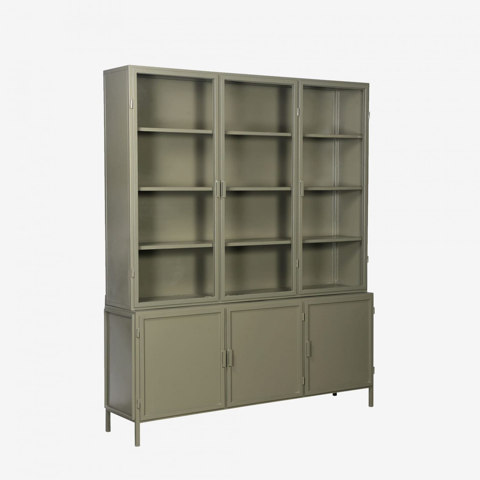 new routz vitrinekast garland 6-deurs olijfgroen