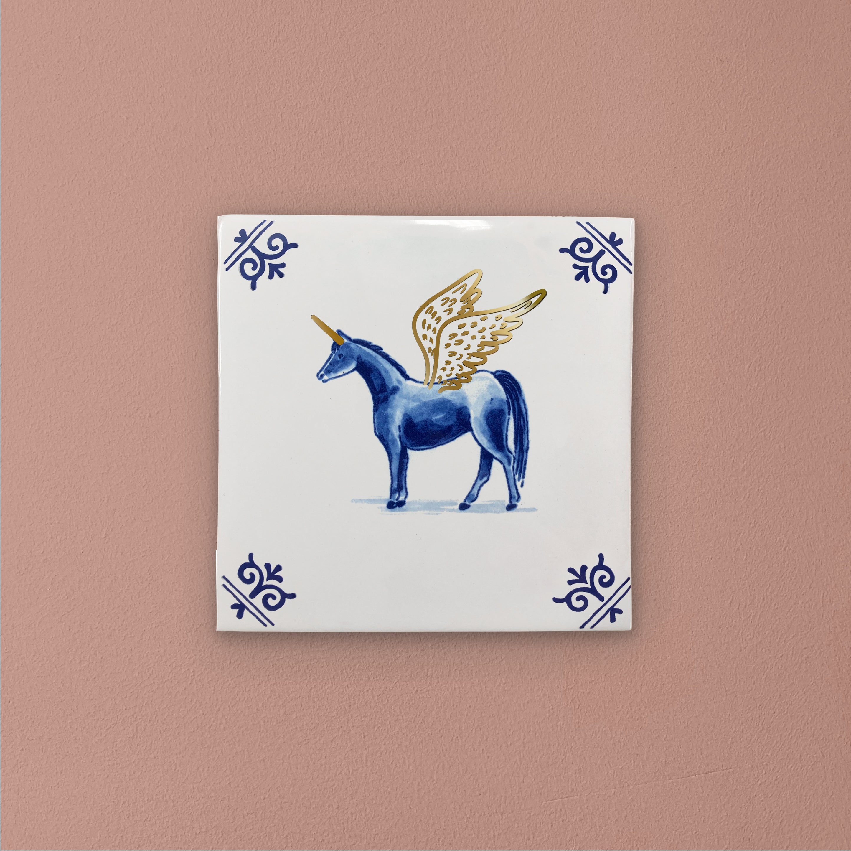 Royal Delft Goldie Tiles - eenhoorn achtergrond.