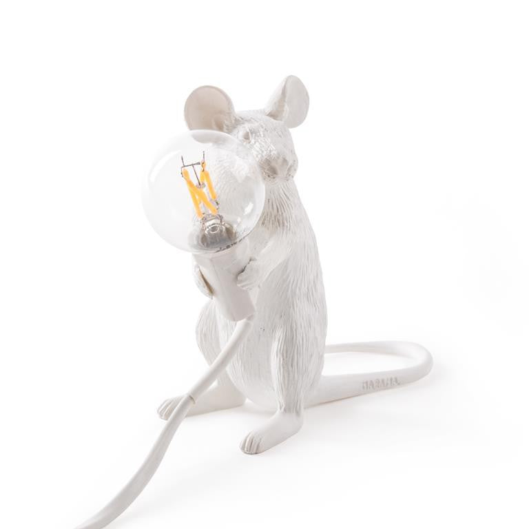 Seletti mouselamp zittend wit