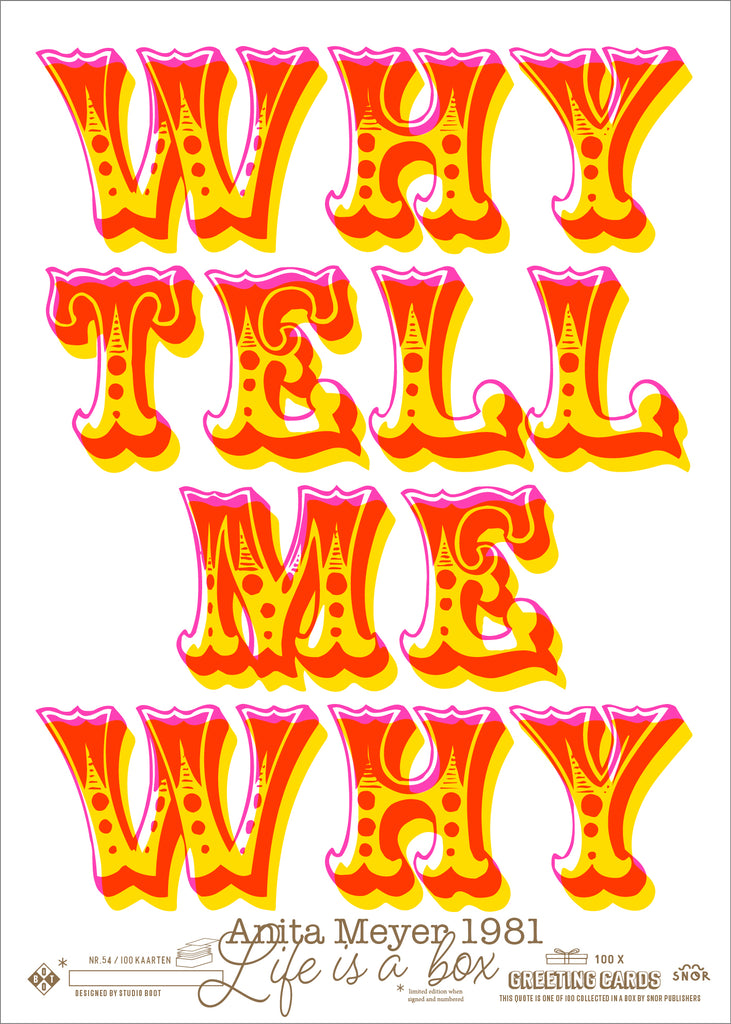 Studio Boot Why Tell Me Why poster.