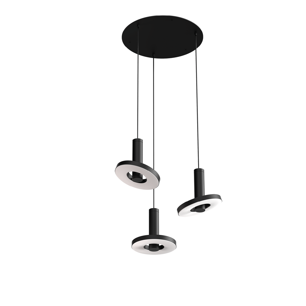 Foto van het verstellen van de Tonone Beads 3 In Circle hanglamp in de kleur smokey black.