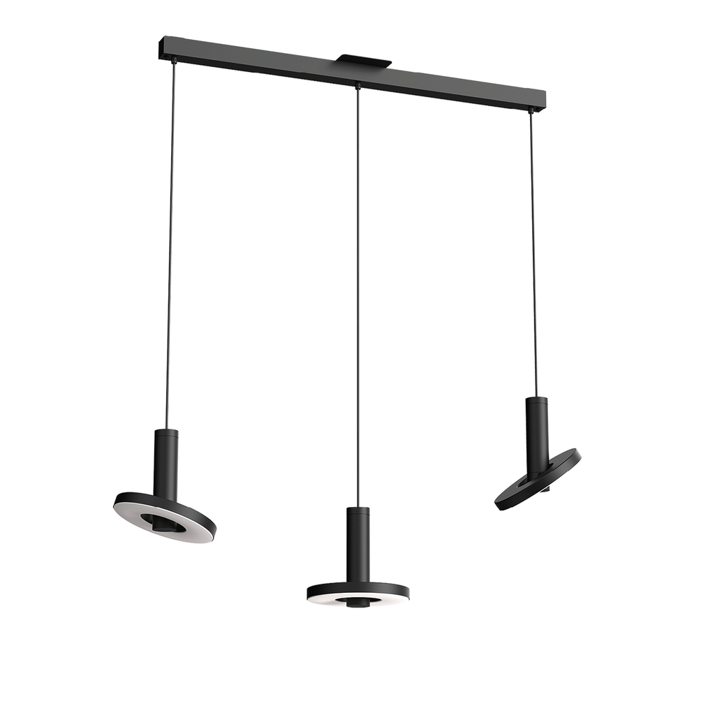 Foto van het verstellen van de Tonone Beads 3 In Line plafondlamp in de kleur smokey black.