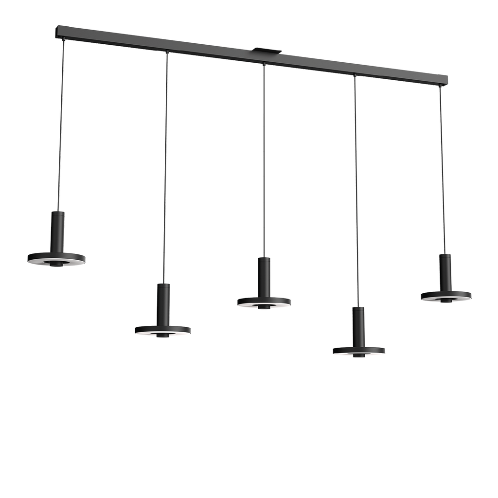 Foto van het verstellen van de Tonone Beads 5 In Line plafondlamp in de kleur smokey black.