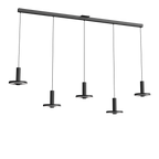 Foto van het verstellen van de Tonone Beads 5 In Line plafondlamp in de kleur smokey black.