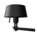 Close-up van de kap van de Tonone Bolt Bed Underfit wandlamp in de kleur smokey black.