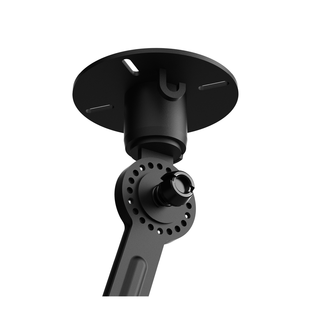 Close-up van de bevestiging van de Tonone Bolt Ceiling 2 arm Underfit plafondlamp in de kleur smokey black.