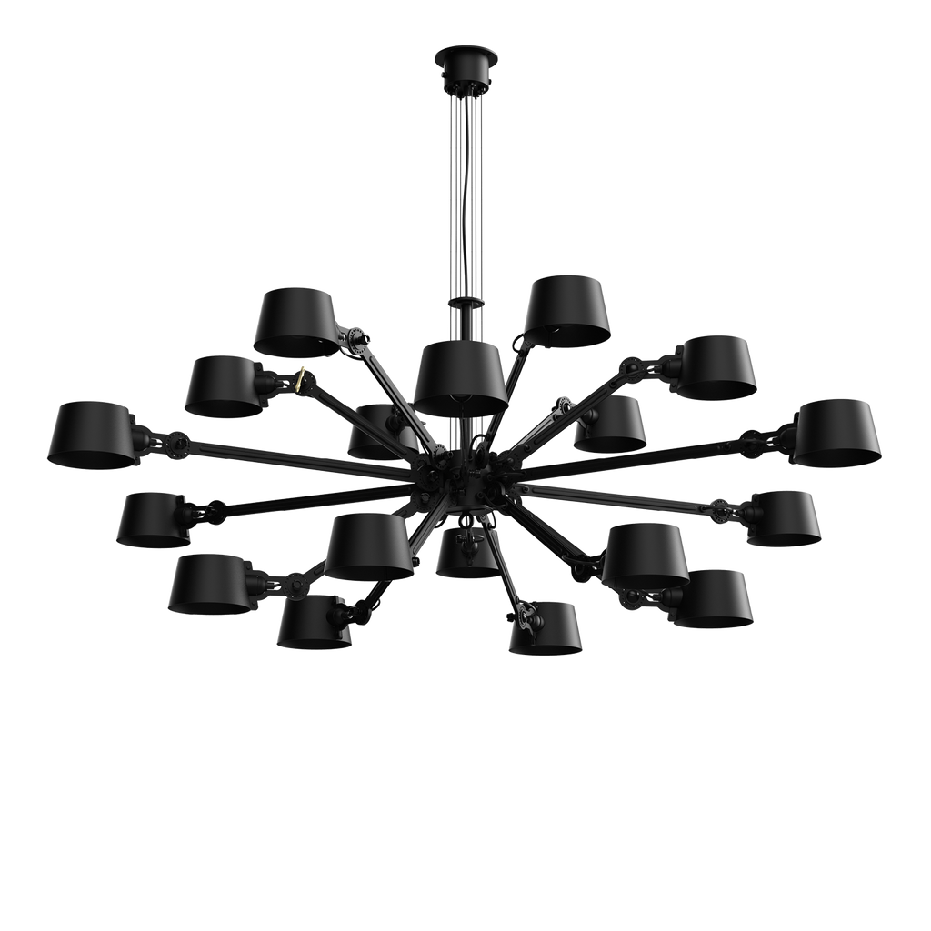 Tonone Bolt Chandelier 18 arm hanglamp in de kleur smokey black.