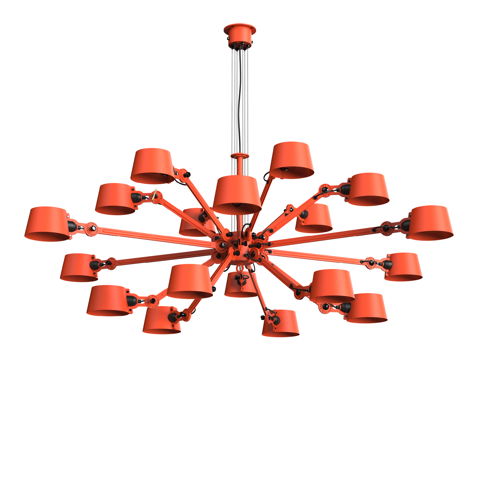 Tonone Bolt Chandelier 18 arm hanglamp in de kleur striking orange.