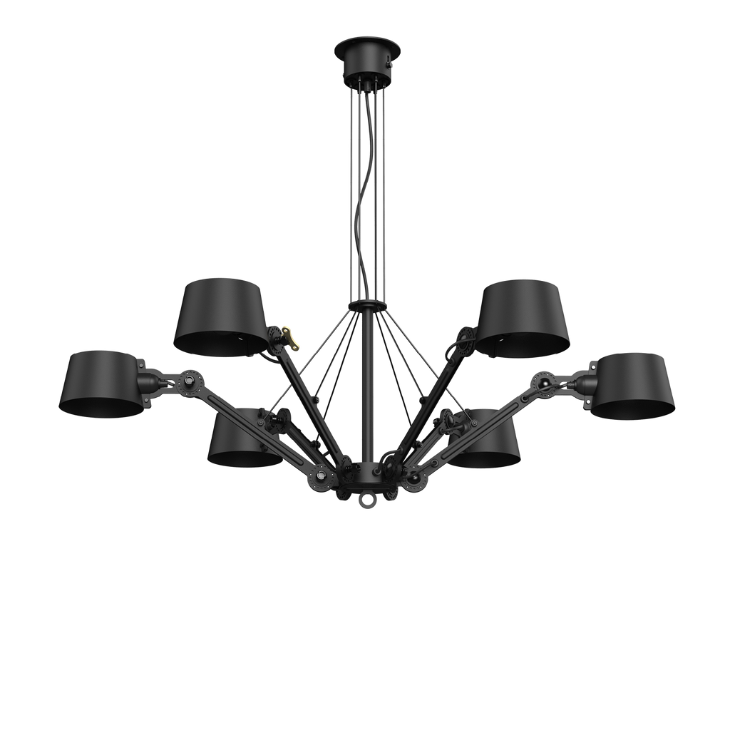 Tonone Bolt Chandelier 6 arm hanglamp in de kleur smokey black.