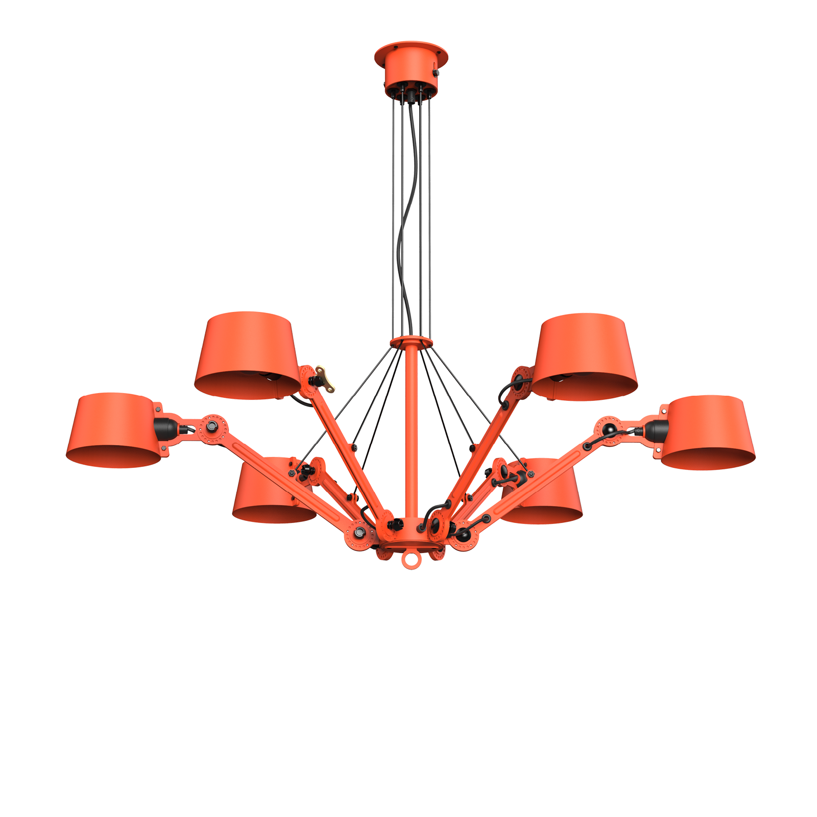 Tonone Bolt Chandelier 6 arm hanglamp in de kleur striking orange.
