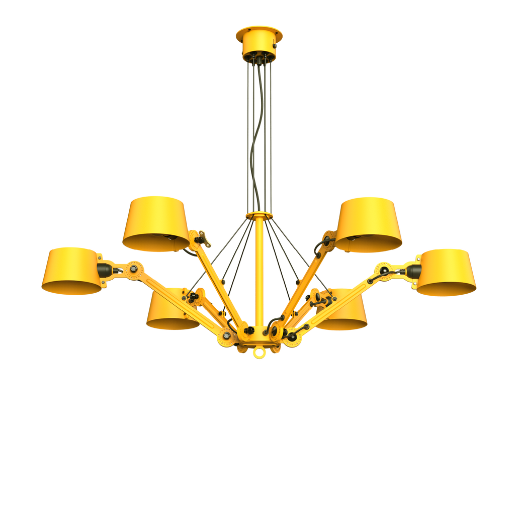 Tonone Bolt Chandelier 6 arm hanglamp in de kleur sunny yellow.