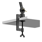 Close-up van de bevestiging van de Tonone Bolt Desk 1 arm clamp small bureaulamp in de kleur smokey black.
