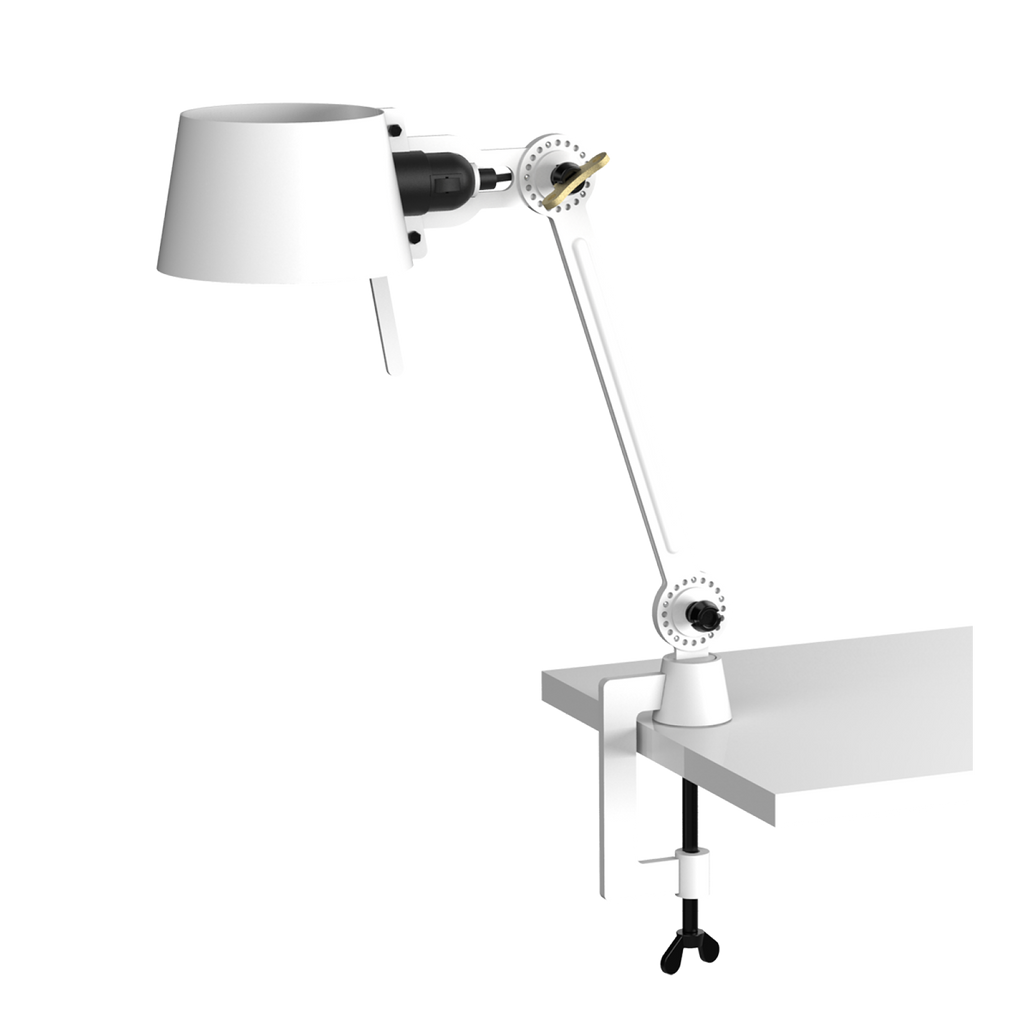 Tonone Bolt Desk 1 arm clamp small bureaulamp in de kleur pure white.