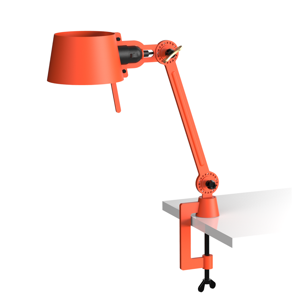 Tonone Bolt Desk 1 arm clamp small bureaulamp in de kleur striking orange.