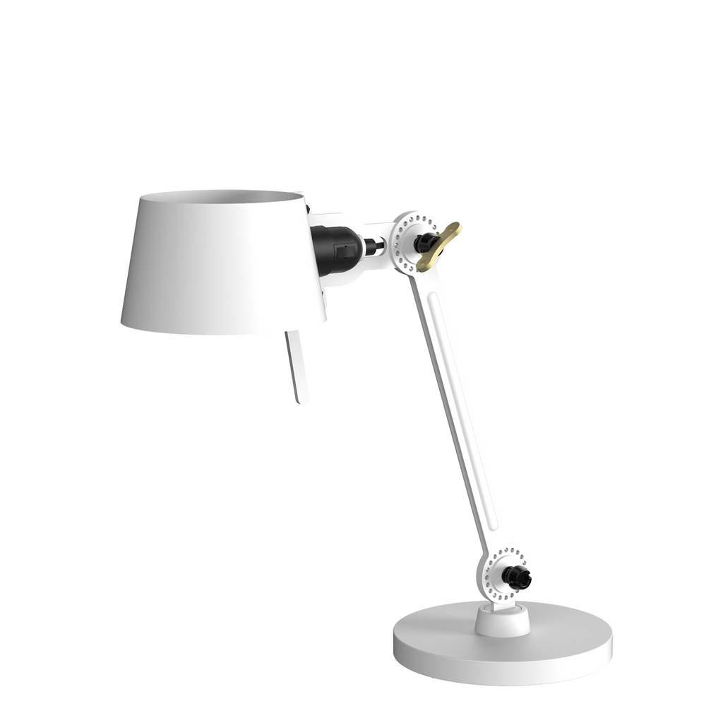 Tonone Bolt Desk 1 arm foot small bureaulamp in de kleur pure white.