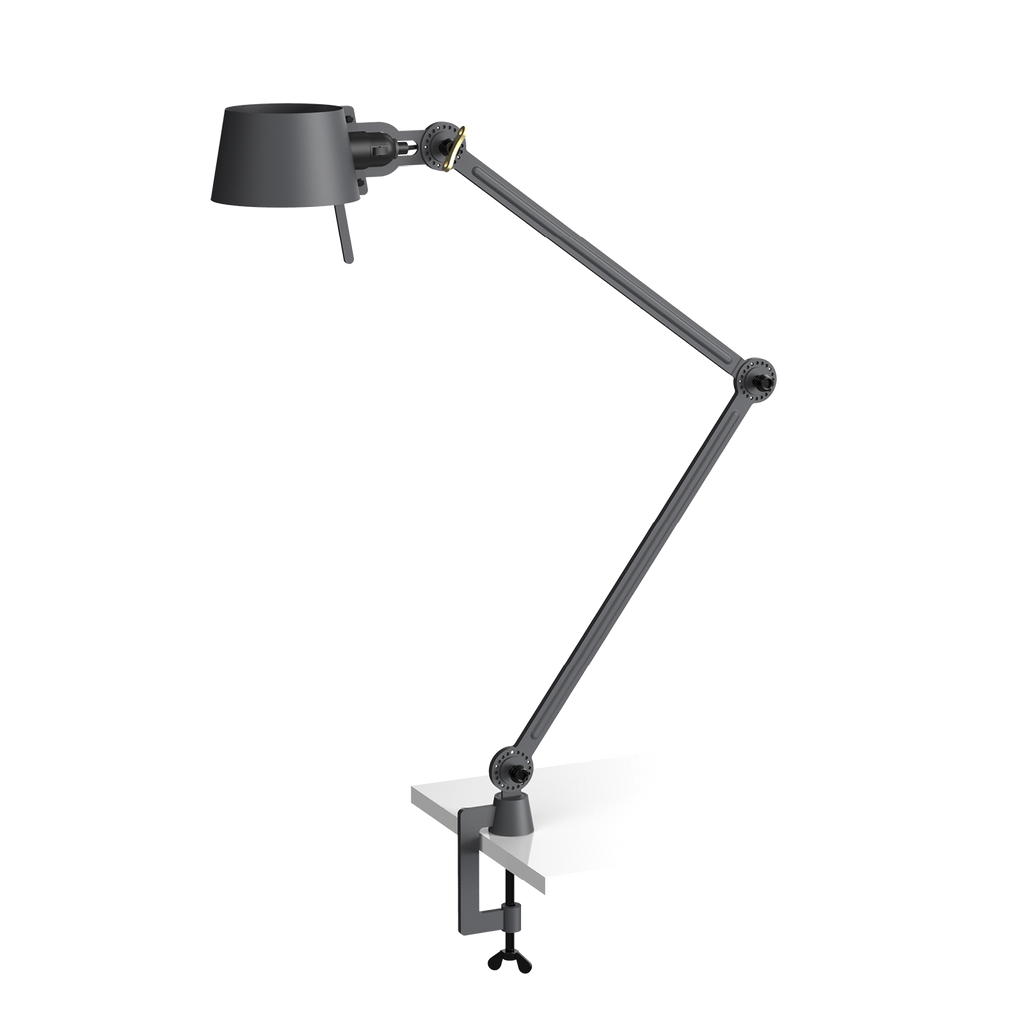 Tonone Bolt Desk 2 arm clamp bureaulamp in de kleur midnight grey.