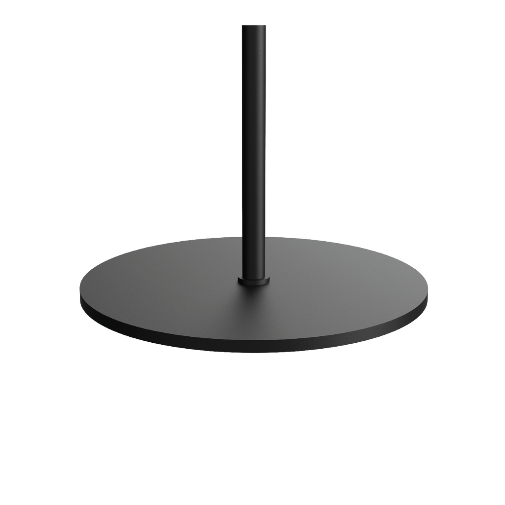 Close-up van de voet van de Tonone Bolt Floor 1 arm vloerlamp in de kleur smokey black.