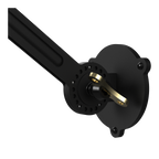 Close-up van de bevestiging van de Tonone Bolt Wall Sidefit wandlamp in de kleur smokey black.