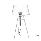 Tonone Ella tafellamp met onderstel in de kleur pure white en kap in de kleur transparent.