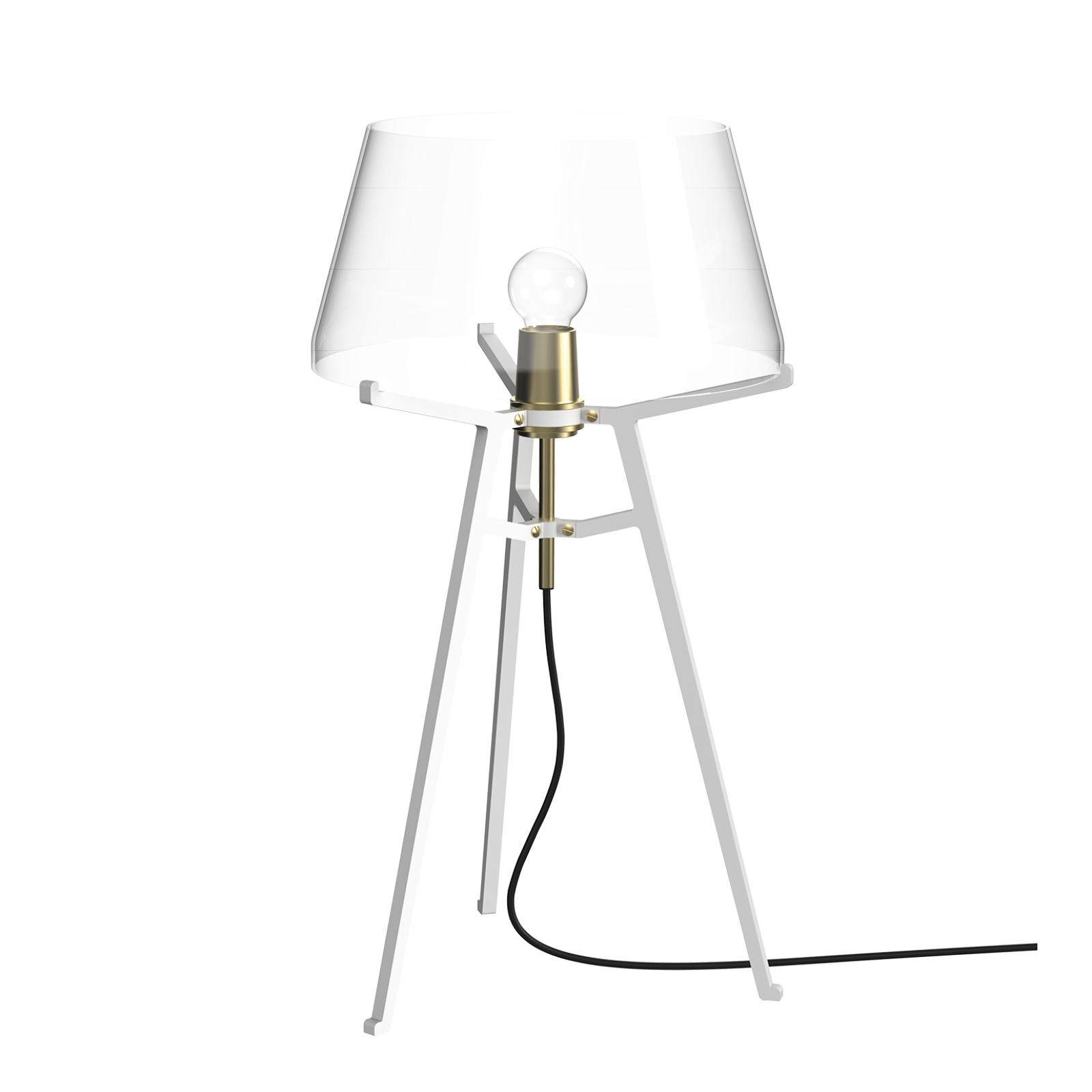 Tonone Ella tafellamp met onderstel in de kleur pure white en kap in de kleur transparent.