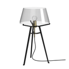 Tonone Ella tafellamp met onderstel in de kleur smokey black en kap in de kleur neutral grey.