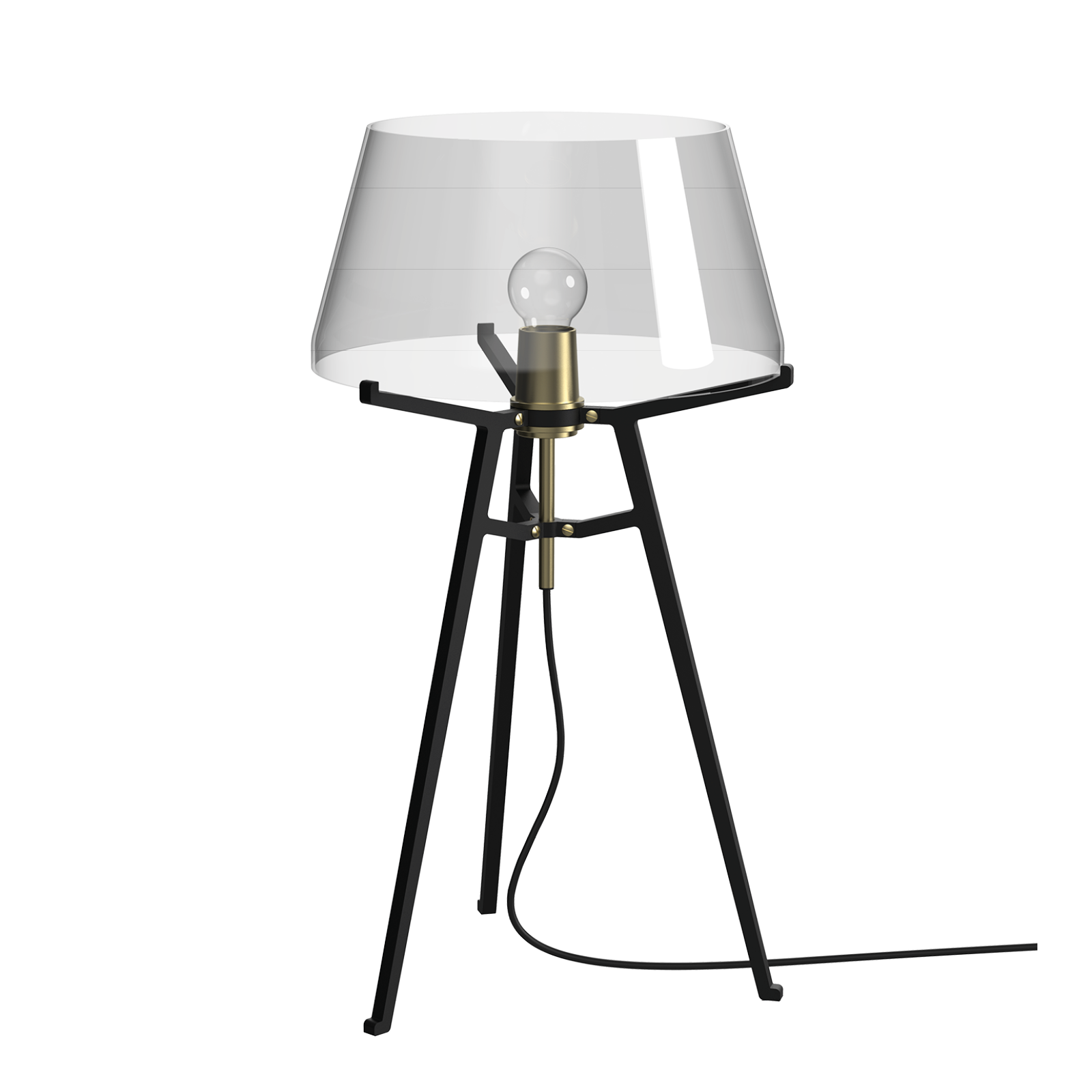 Tonone Ella tafellamp met onderstel in de kleur smokey black en kap in de kleur neutral grey.