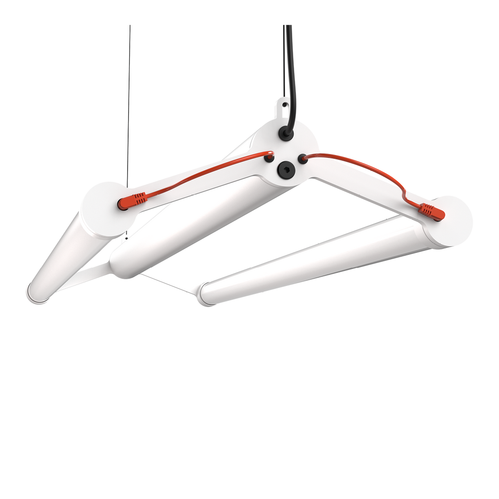 Close-up van de Tonone Mr. Tubes LED Double hanglamp in de kleur pure white.