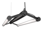 Close-up van de Tonone Mr. Tubes LED Double hanglamp in de kleur smokey black.
