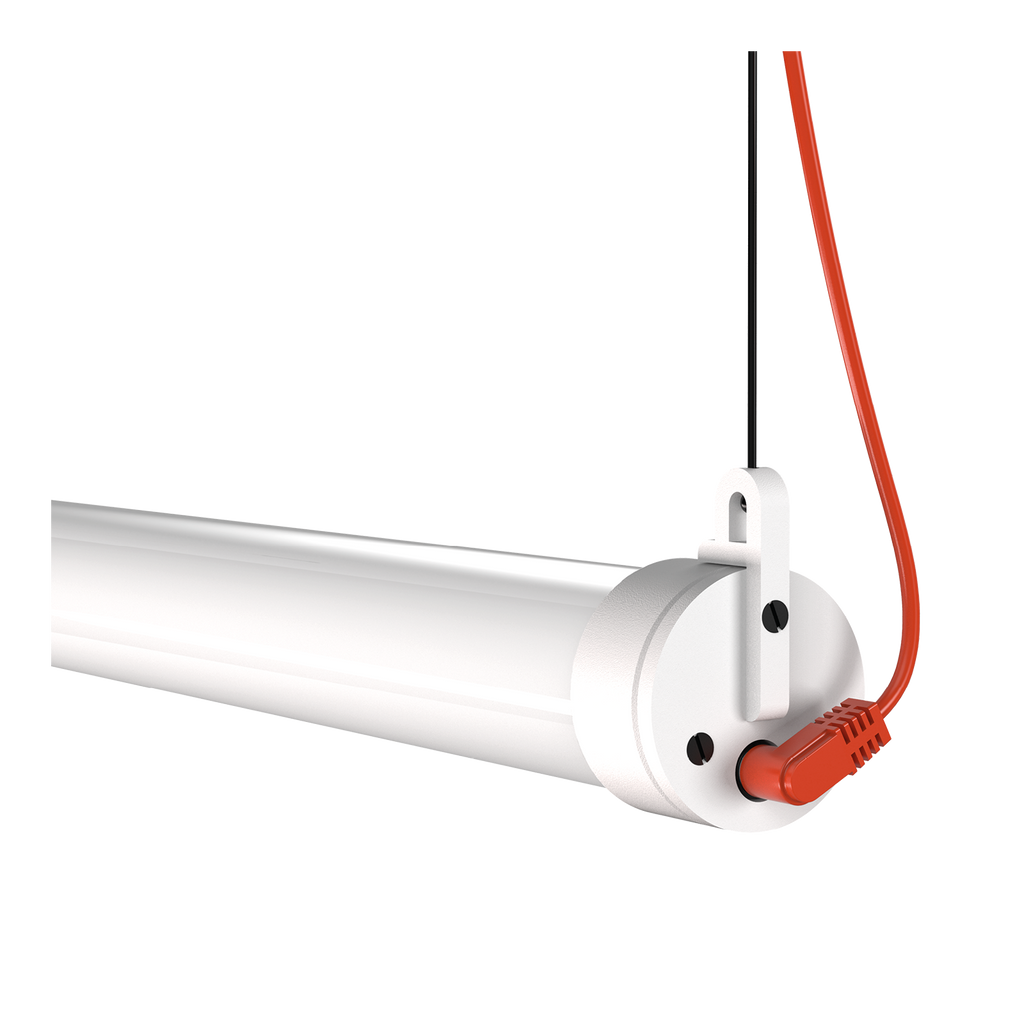 Close-up van de aansluiting van de Tonone Mr. Tubes LED Pendant Horizontal hanglamp met losse driver in de kleur pure white.