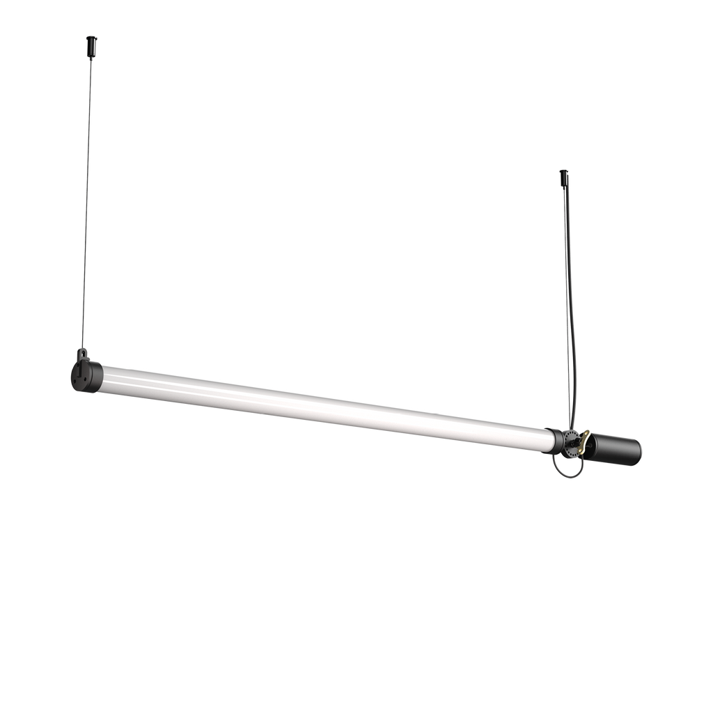 Tonone Mr. Tubes LED Pendant Horizontal hanglamp met driver op constructie in de kleur smokey black.