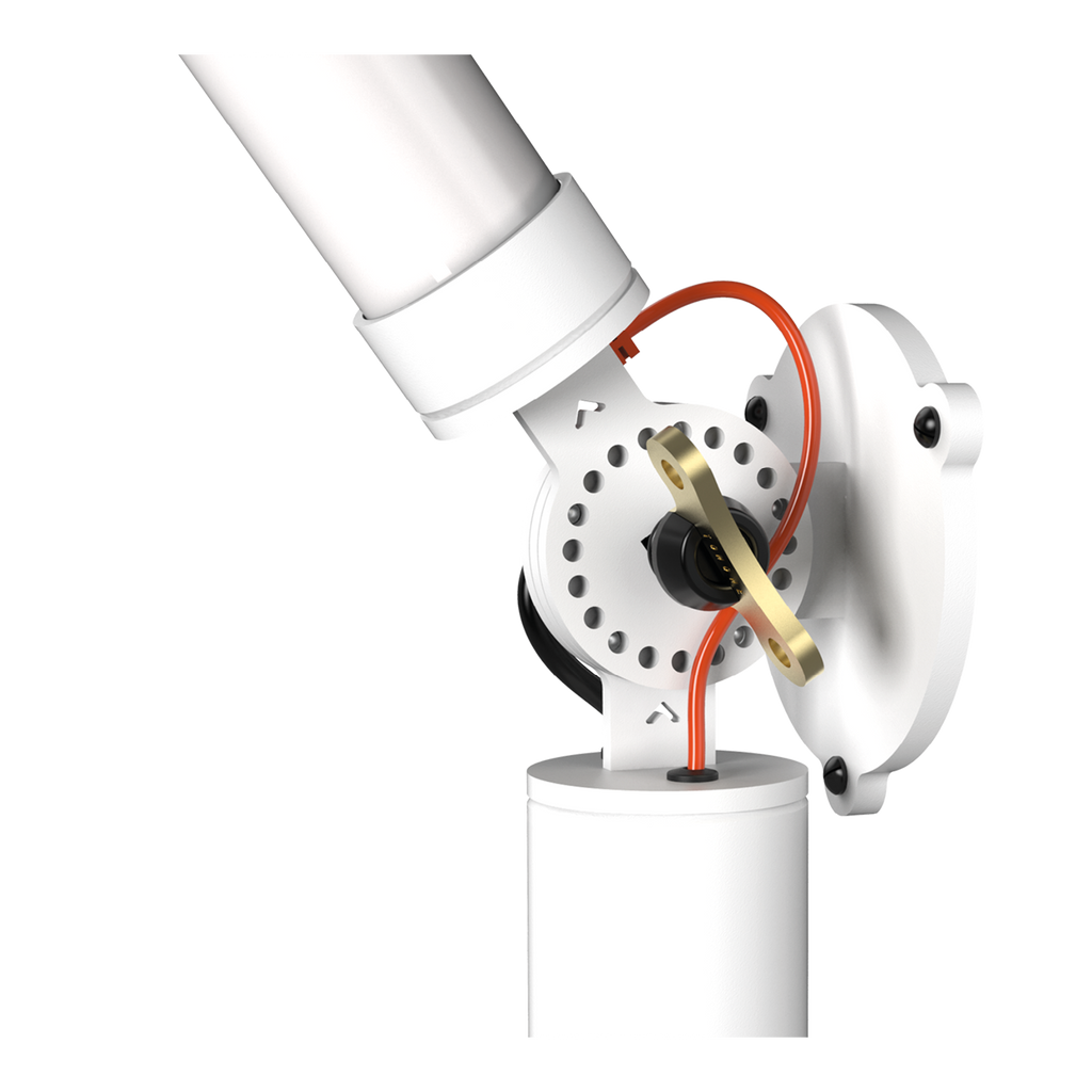 Close-up van de Tonone Mr. Tubes LED Wall wandlamp - driver op constructie in de kleur pure white.