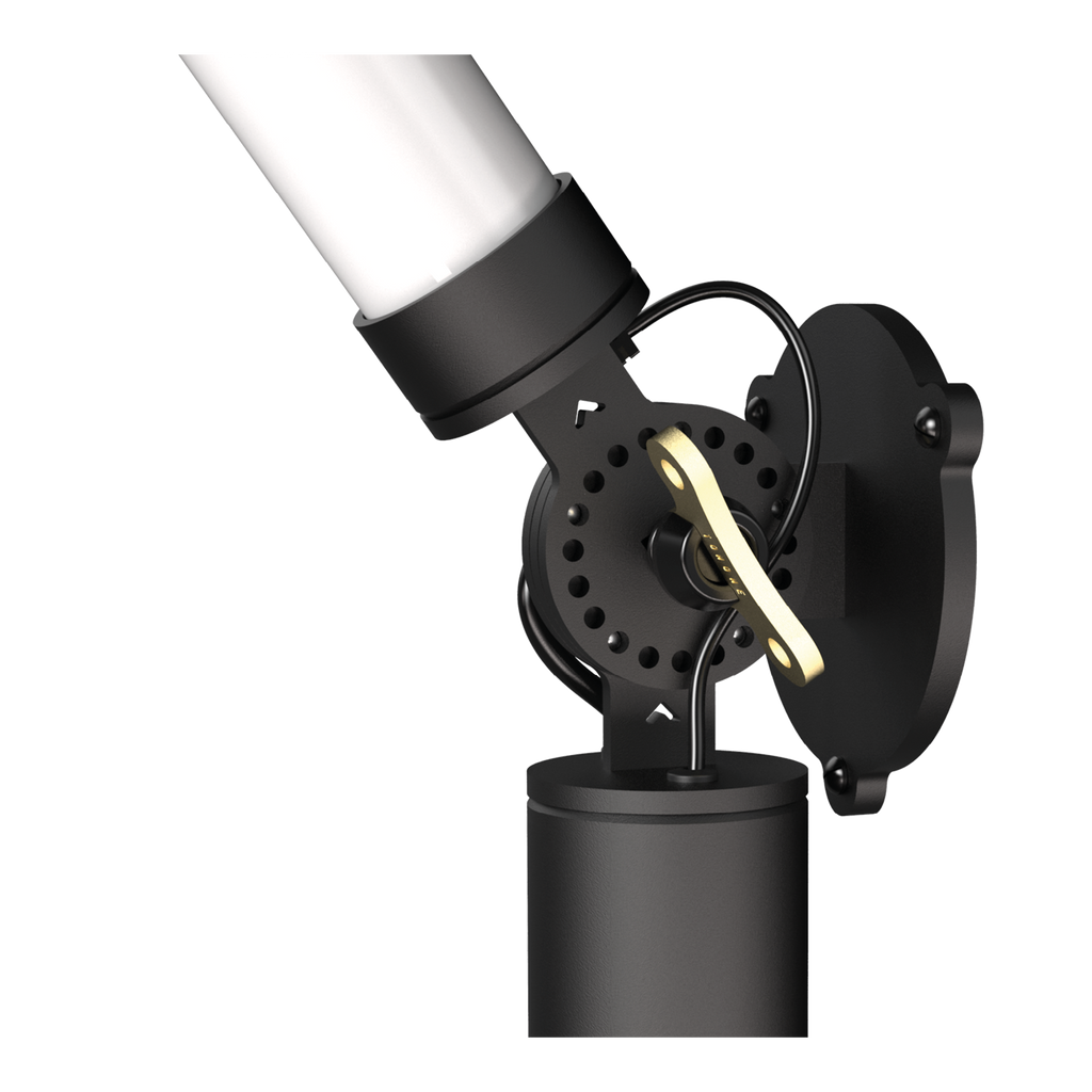 Close-up van de Tonone Mr. Tubes LED Wall wandlamp - driver op constructie in de kleur smokey black.
