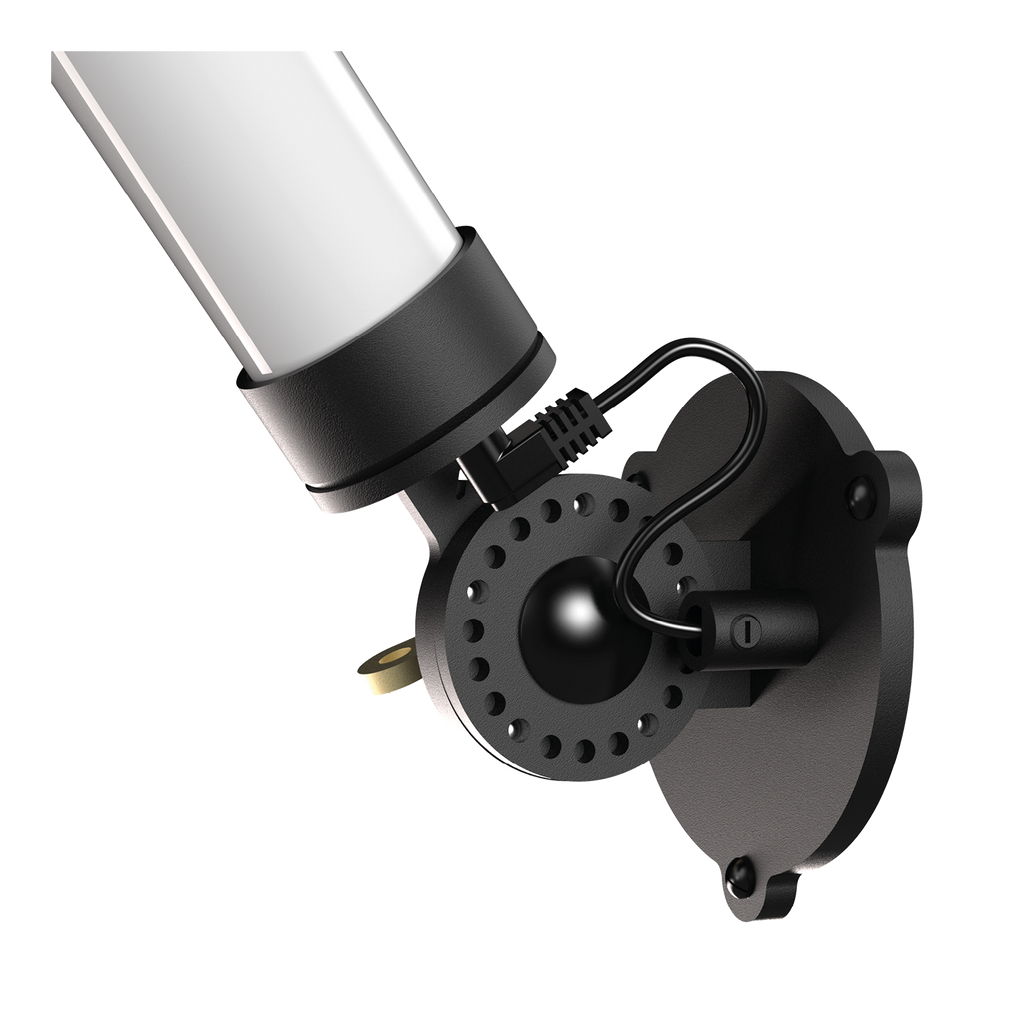 Close-up van de Tonone Mr. Tubes LED Wall wandlamp - losse driver in de kleur smokey black.