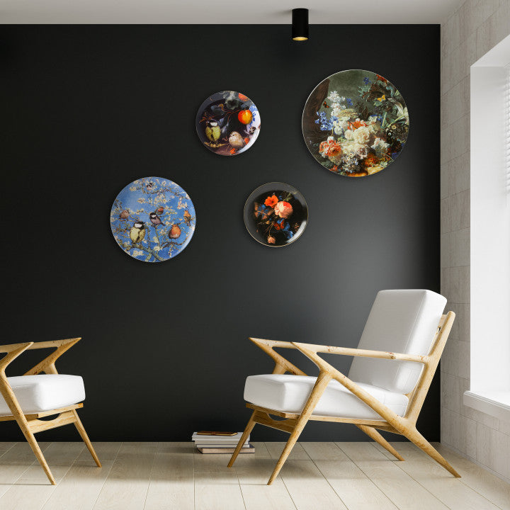 Heinen Delfts Blauw Wandbord Stilleven met vlinders